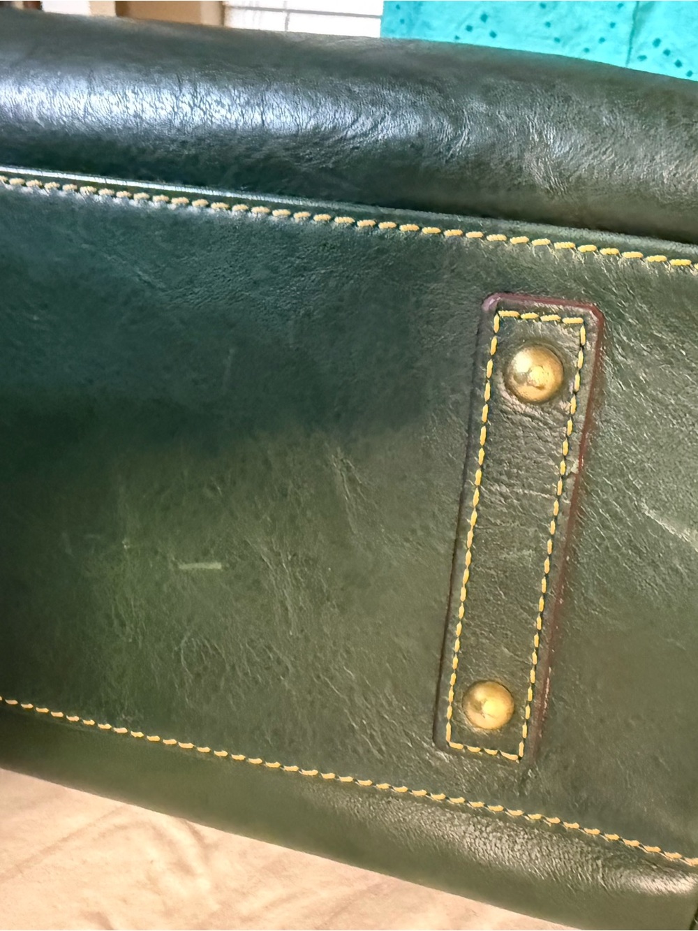 Dooney & Bourke Ivy Dark Green Florentine Leather Chelsea Tote w/burgundy trim - Picture 4 of 10